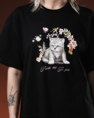 Remera Gatito Negra