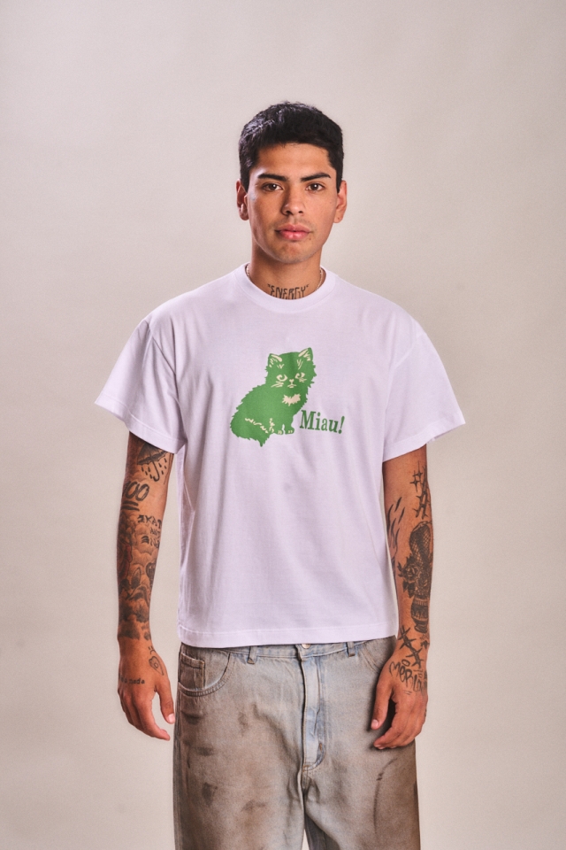Remera Miau Blanca